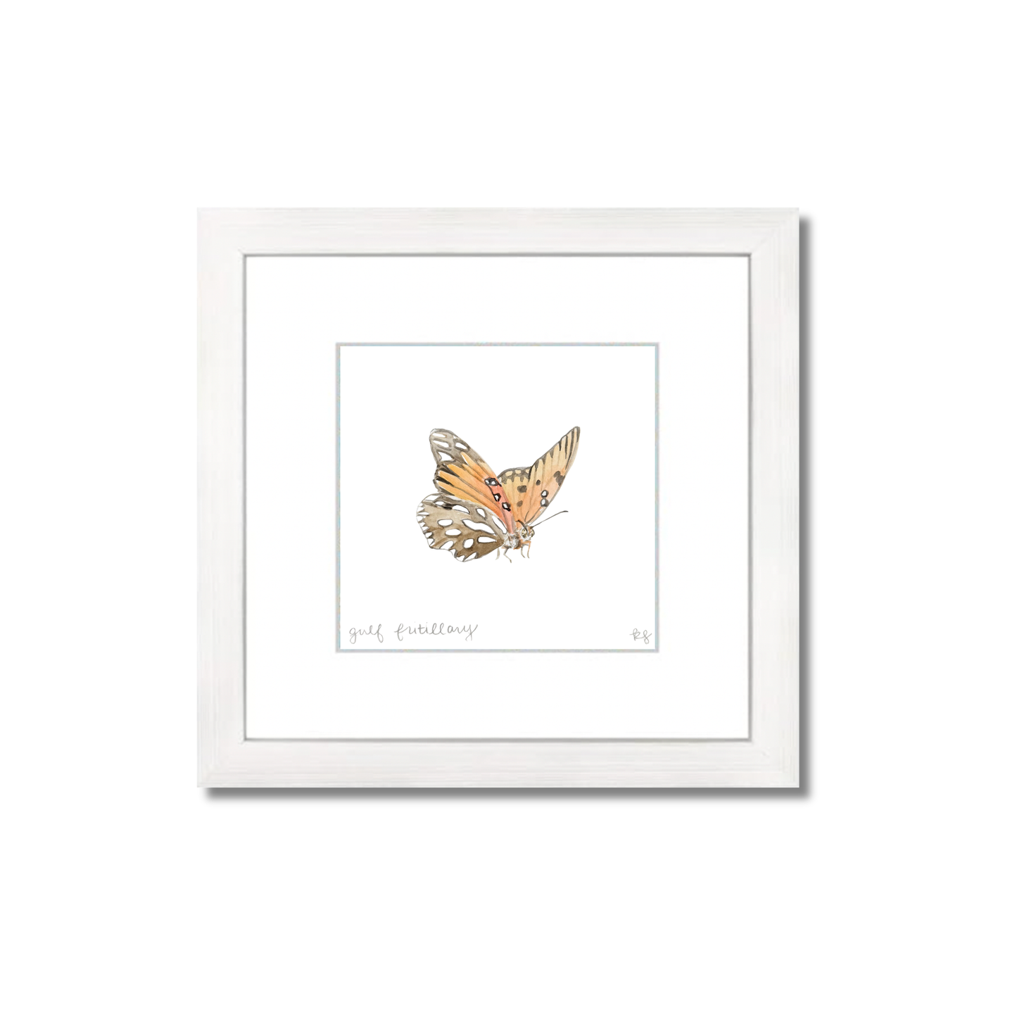 Gulf Fritillary Butterfly Watercolor (Framed)