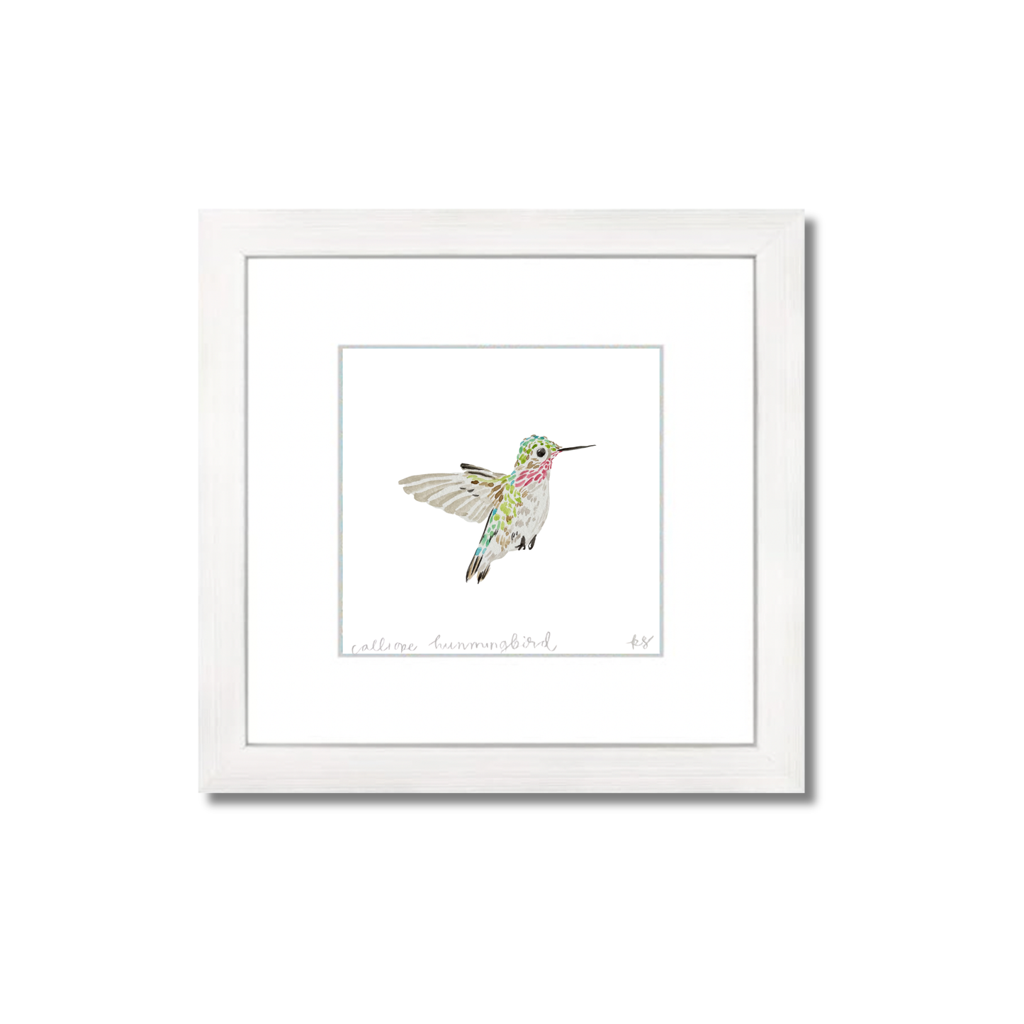 Calliope Hummingbird Watercolor (Framed)