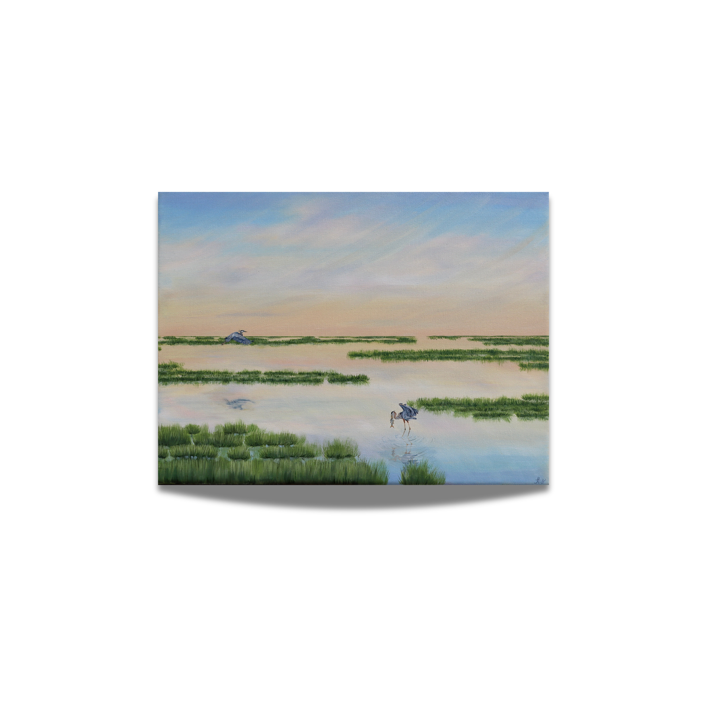 "Blue Herons in Gold Waters" Fine Art Print
