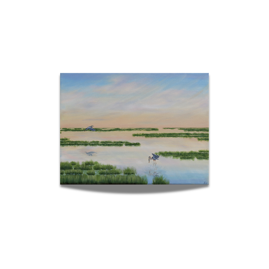 "Blue Herons in Gold Waters" Fine Art Print