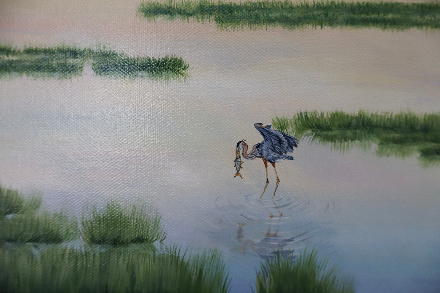 Blue Herons in Gold Waters