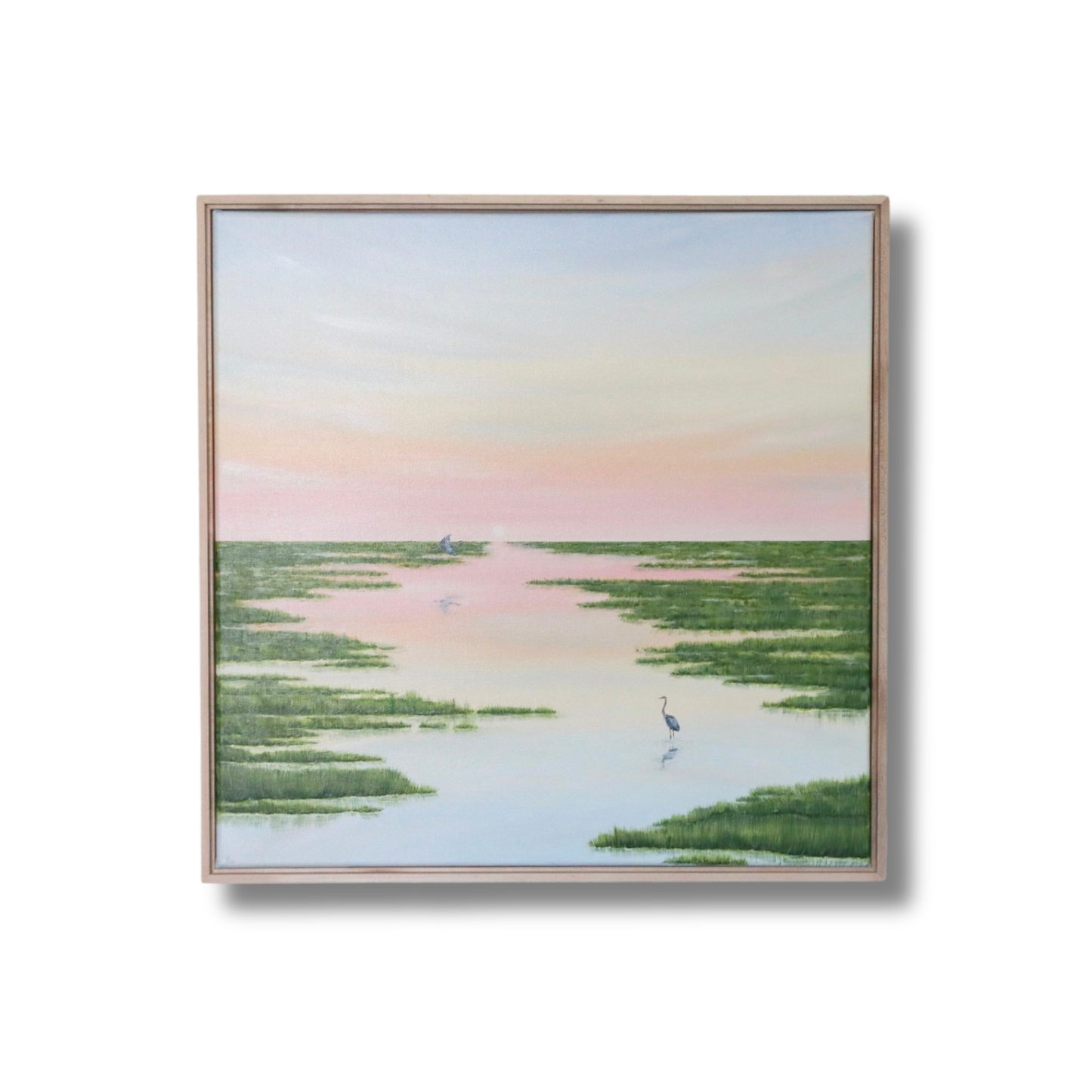 Blue Herons Under Pink Sky
