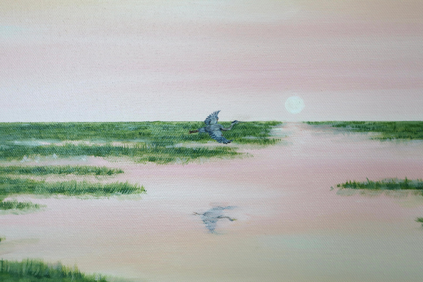 Blue Herons Under Pink Sky