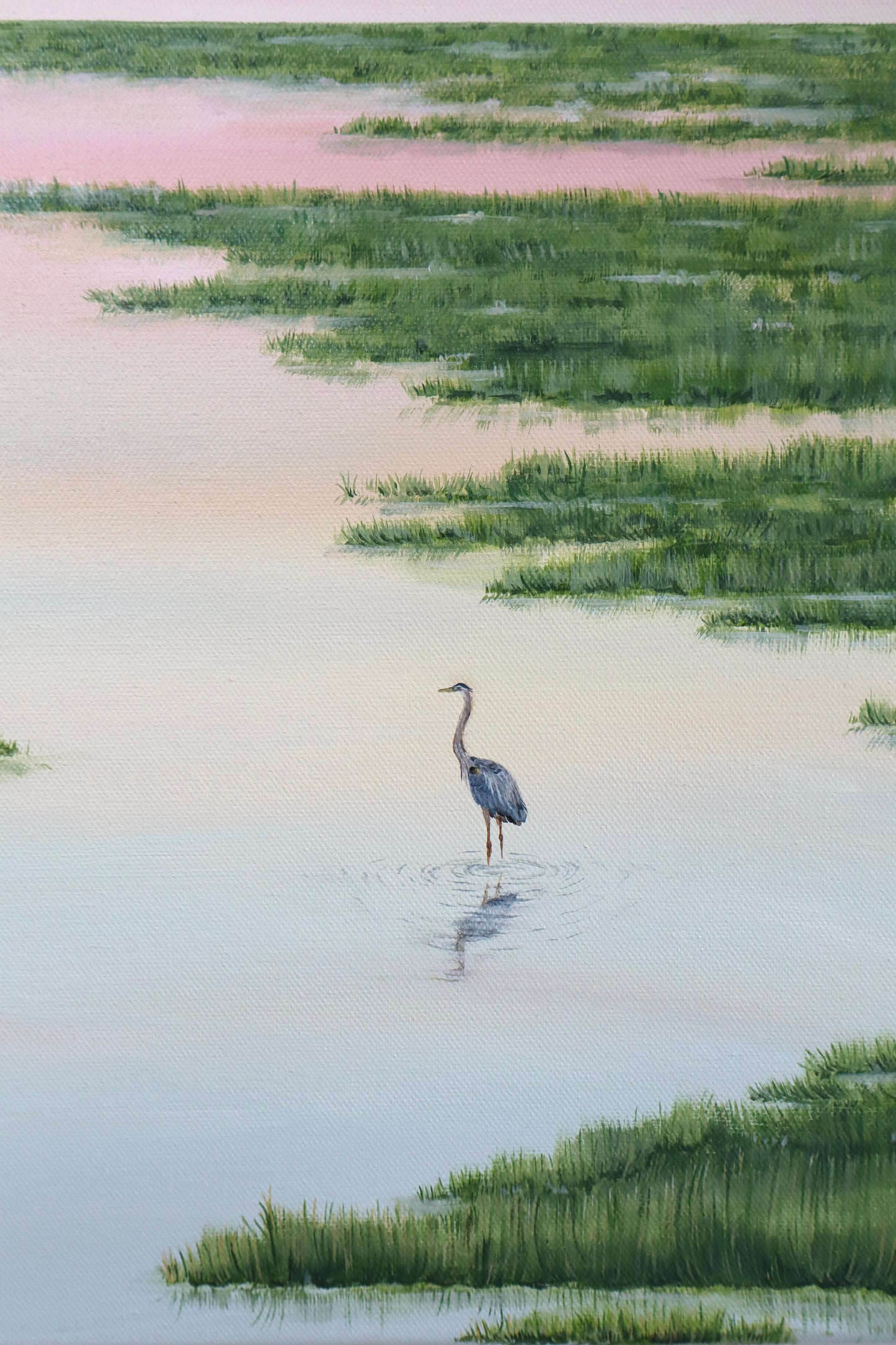 Blue Herons Under Pink Sky