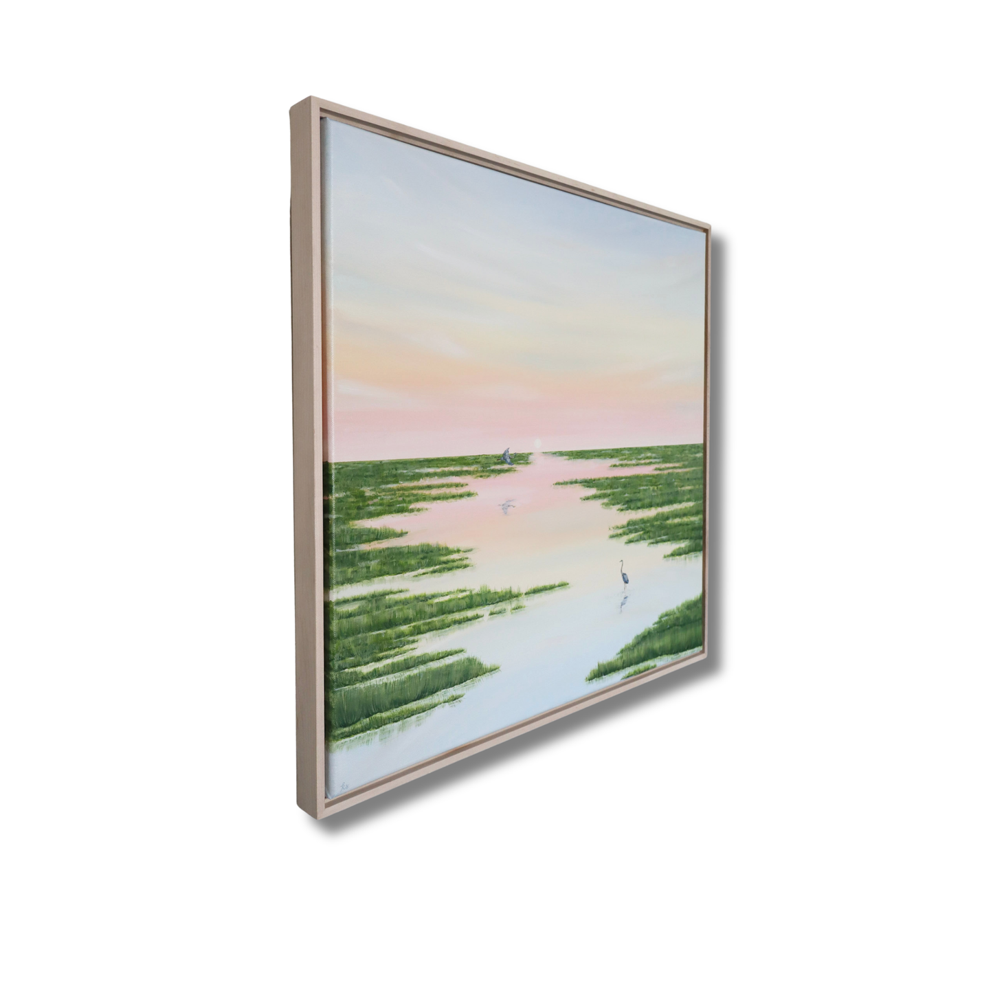 Blue Herons Under Pink Sky
